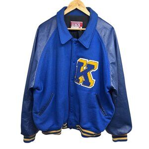 NEFF Mens Vintage Varsity Letterman Snap Front Jacket 2XL Blue Wool Pockets USA